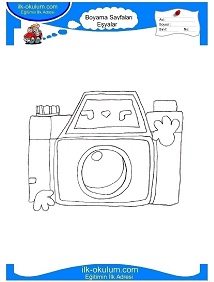 Çocuklar İçin Fotoğraf-Makinesi Boyama Sayfaları 